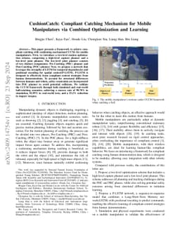 CushionCatch: A Compliant Catching Mechanism for Mobile Manipulators via Combined Optimization and Learning