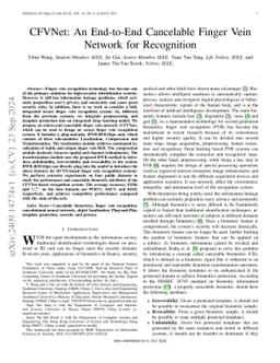 CFVNet: An End-to-End Cancelable Finger Vein Network for Recognition