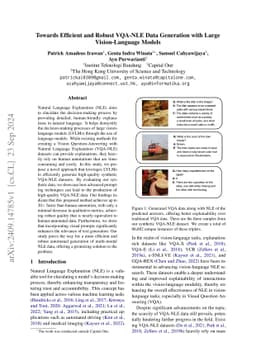 Towards Efficient and Robust VQA-NLE Data Generation with Large
  Vision-Language Models