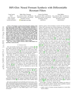 HiFi-Glot: Neural Formant Synthesis with Differentiable Resonant Filters