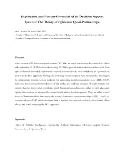 Explainable and Human-Grounded AI for Decision Support Systems: The
  Theory of Epistemic Quasi-Partnerships