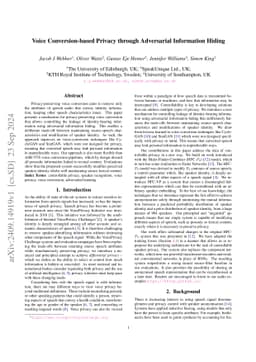 Voice Conversion-based Privacy through Adversarial Information Hiding