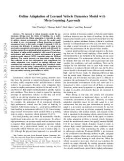 Online Adaptation of Learned Vehicle Dynamics Model with Meta-Learning
  Approach