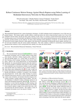 Robust Continuous Motion Strategy Against Muscle Rupture using Online
  Learning of Redundant Intersensory Networks for Musculoskeletal Humanoids