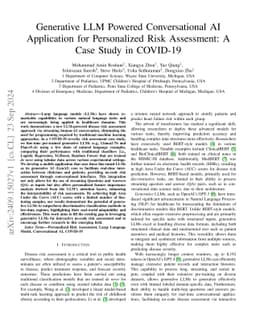 Generative LLM Powered Conversational AI Application for Personalized
  Risk Assessment: A Case Study in COVID-19