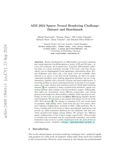AIM 2024 Sparse Neural Rendering Challenge: Dataset and Benchmark