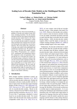 Scaling Laws of Decoder-Only Models on the Multilingual Machine
  Translation Task