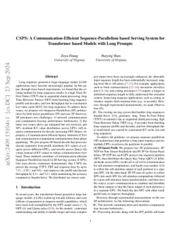 CSPS: A Communication-Efficient Sequence-Parallelism based Serving
  System for Transformer based Models with Long Prompts