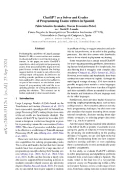ChatGPT as a Solver and Grader of Programming Exams written in Spanish