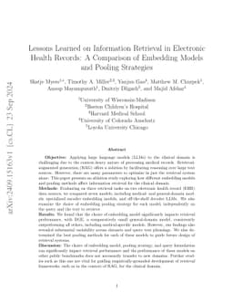 Lessons Learned on Information Retrieval in Electronic Health Records: A
  Comparison of Embedding Models and Pooling Strategies