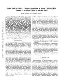 Skills Made to Order: Efficient Acquisition of Robot Cooking Skills
  Guided by Multiple Forms of Internet Data