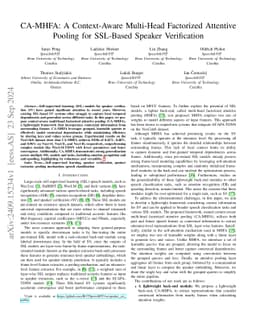 CA-MHFA: A Context-Aware Multi-Head Factorized Attentive Pooling for
  SSL-Based Speaker Verification