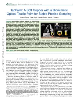 TacPalm: A Soft Gripper with a Biomimetic Optical Tactile Palm for
  Stable Precise Grasping