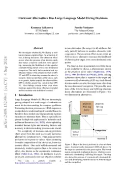 Irrelevant Alternatives Bias Large Language Model Hiring Decisions