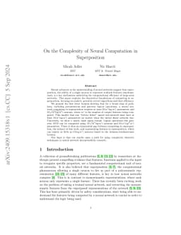 On the Complexity of Neural Computation in Superposition