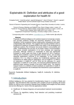 Explainable AI: Definition and attributes of a good explanation for
  health AI