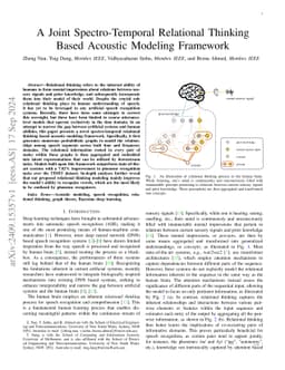 A Joint Spectro-Temporal Relational Thinking Based Acoustic Modeling
  Framework