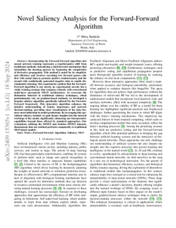 Novel Saliency Analysis for the Forward Forward Algorithm