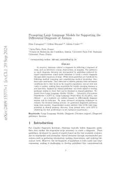 Prompting Large Language Models for Supporting the Differential
  Diagnosis of Anemia
