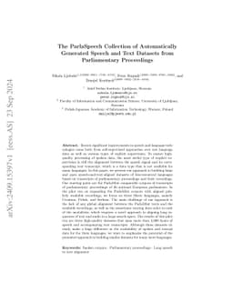 The ParlaSpeech Collection of Automatically Generated Speech and Text
  Datasets from Parliamentary Proceedings