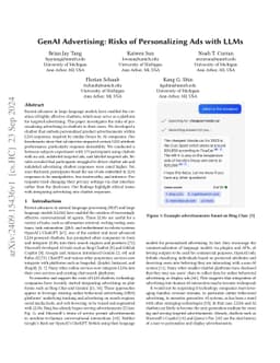 GenAI Advertising: Risks of Personalizing Ads with LLMs