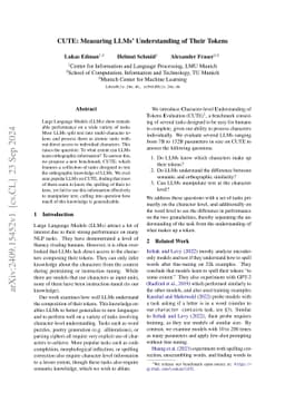 CUTE: Measuring LLMs' Understanding of Their Tokens