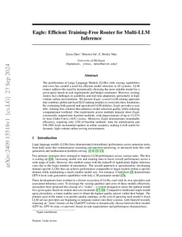 Eagle: Efficient Training-Free Router for Multi-LLM Inference