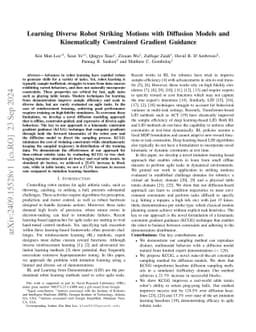 Learning Diverse Robot Striking Motions with Diffusion Models and Kinematically Constrained Gradient Guidance