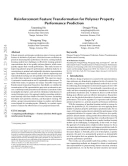 Reinforcement Feature Transformation for Polymer Property Performance
  Prediction