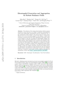 Disentangled Generation and Aggregation for Robust Radiance Fields