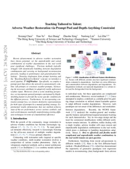 Teaching Tailored to Talent: Adverse Weather Restoration via Prompt Pool
  and Depth-Anything Constraint