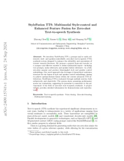 StyleFusion TTS: Multimodal Style-control and Enhanced Feature Fusion
  for Zero-shot Text-to-speech Synthesis