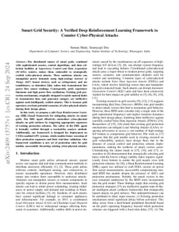Smart Grid Security: A Verified Deep Reinforcement Learning Framework to
  Counter Cyber-Physical Attacks