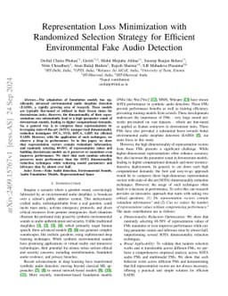 Representation Loss Minimization with Randomized Selection Strategy for
  Efficient Environmental Fake Audio Detection
