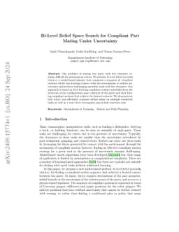 Bi-Level Belief Space Search for Compliant Part Mating Under Uncertainty