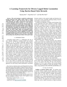 A Learning Framework for Diverse Legged Robot Locomotion Using Barrier-Based Style Rewards