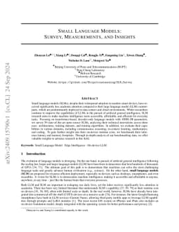 Small Language Models: Survey, Measurements, and Insights