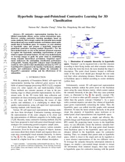 Hyperbolic Image-and-Pointcloud Contrastive Learning for 3D
  Classification