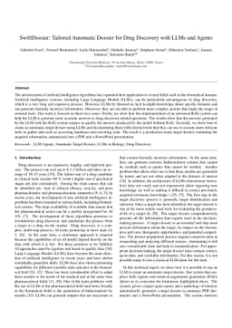 SwiftDossier: Tailored Automatic Dossier for Drug Discovery with LLMs
  and Agents