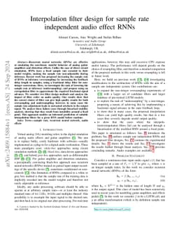 Interpolation Filter Design for Sample Rate Independent Audio Effect RNNs