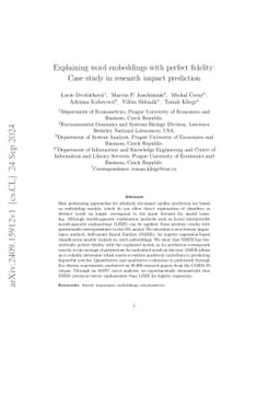 Explaining word embeddings with perfect fidelity: Case study in research
  impact prediction