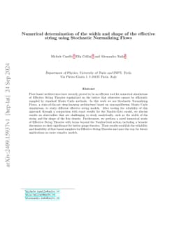 Numerical determination of the width and shape of the effective string
  using Stochastic Normalizing Flows