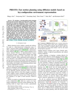 PRESTO: Fast Motion Planning Using Diffusion Models Based on Key-Configuration Environment Representation