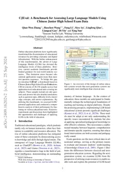 CJEval: A Benchmark for Assessing Large Language Models Using Chinese
  Junior High School Exam Data