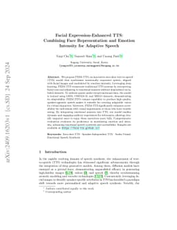 Facial Expression-Enhanced TTS: Combining Face Representation and
  Emotion Intensity for Adaptive Speech