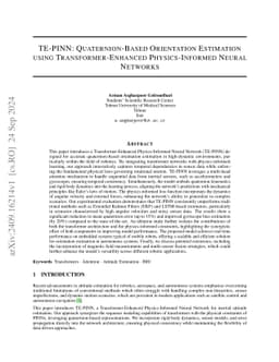 TE-PINN: Quaternion-Based Orientation Estimation using
  Transformer-Enhanced Physics-Informed Neural Networks