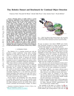 Tiny Robotics Dataset and Benchmark for Continual Object Detection