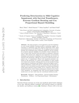 Predicting Deterioration in Mild Cognitive Impairment with Survival
  Transformers, Extreme Gradient Boosting and Cox Proportional Hazard Modelling