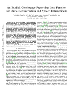An Explicit Consistency-Preserving Loss Function for Phase
  Reconstruction and Speech Enhancement