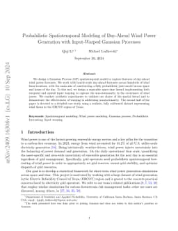Probabilistic Spatiotemporal Modeling of Day-Ahead Wind Power Generation
  with Input-Warped Gaussian Processes